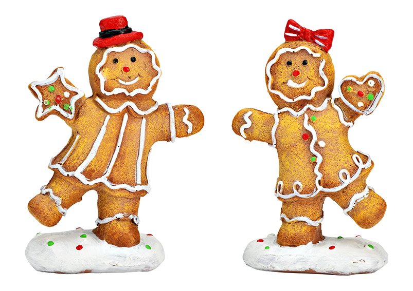 Gingerbread figures of poly brown 2-fold, (W/H/D) 8x11x3cm