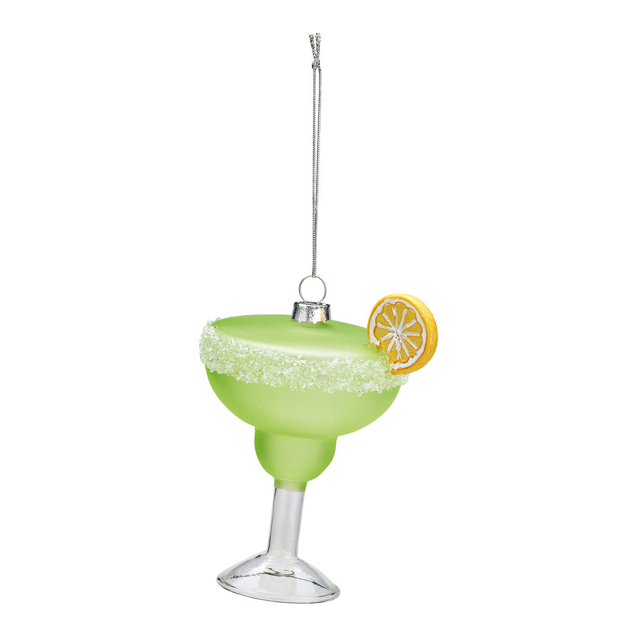 Groene glazen cocktail kersthanger (B/H/D) 9x12x8cm