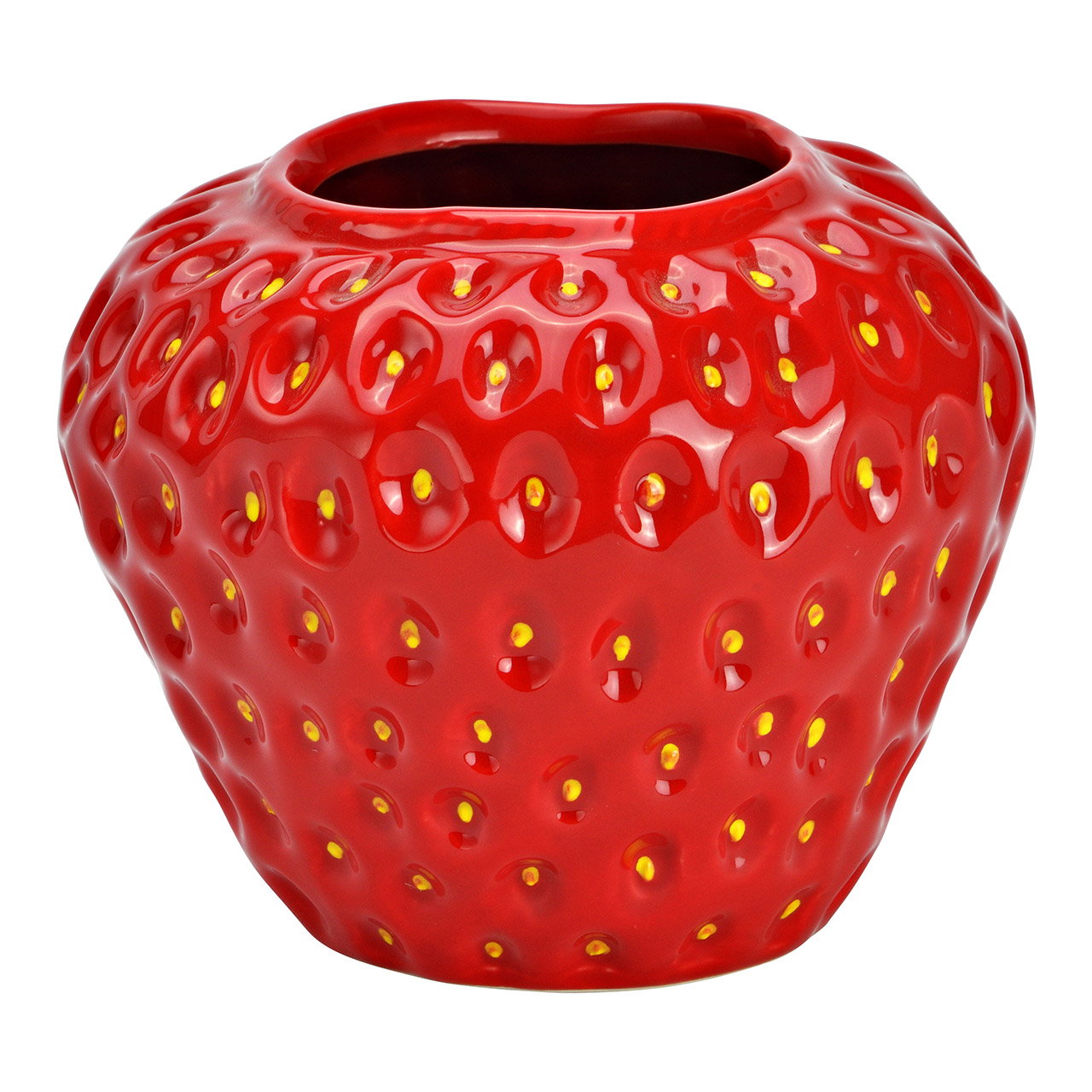 Vase Erdbeere aus Keramik, Rot (B/H/T) 14x12x14cm Vase Erdbeere aus Keramik, Rot (B/H/T) 14x12x14cm