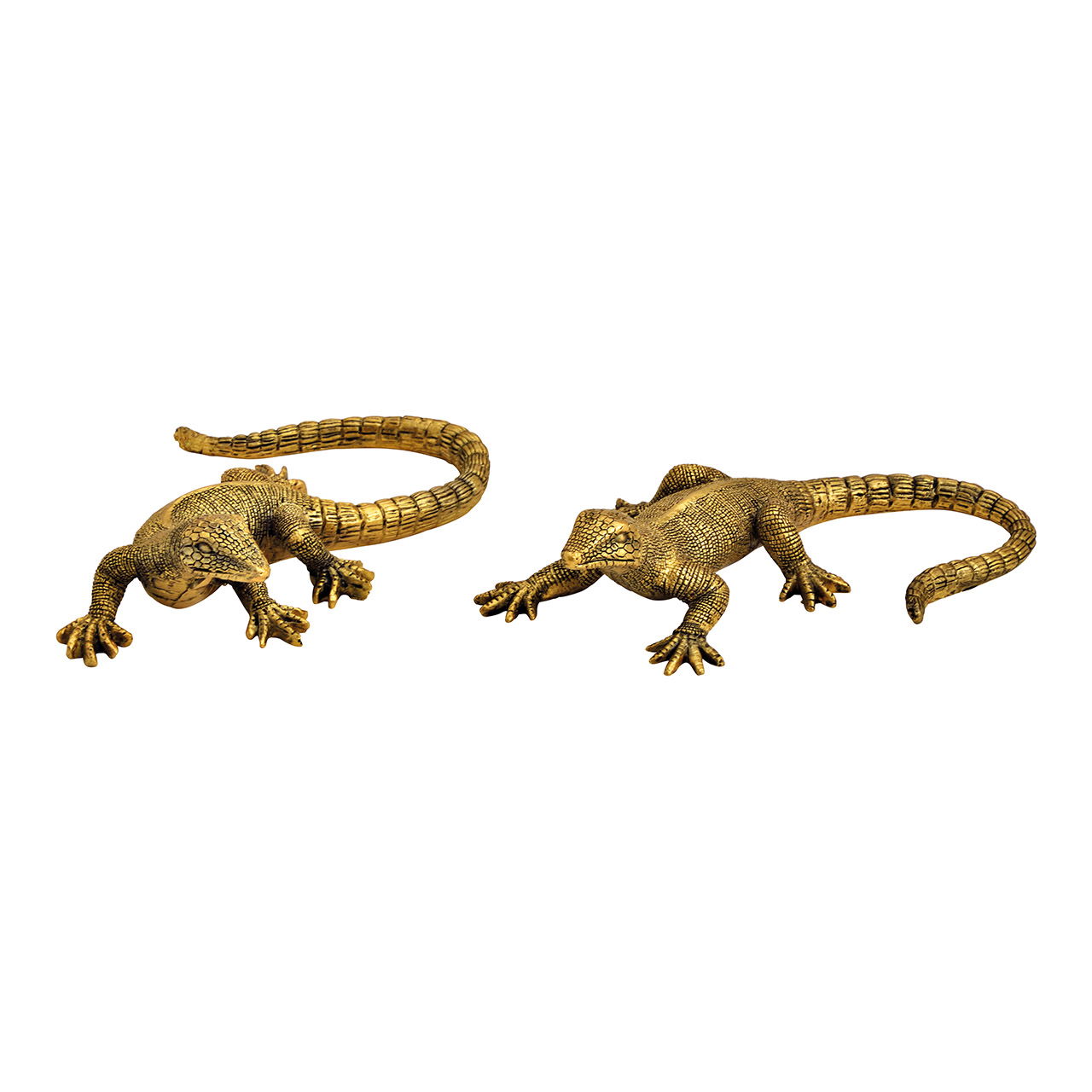 Poly gold lizard 2-fold, (W/H/D) 14x4x9cm