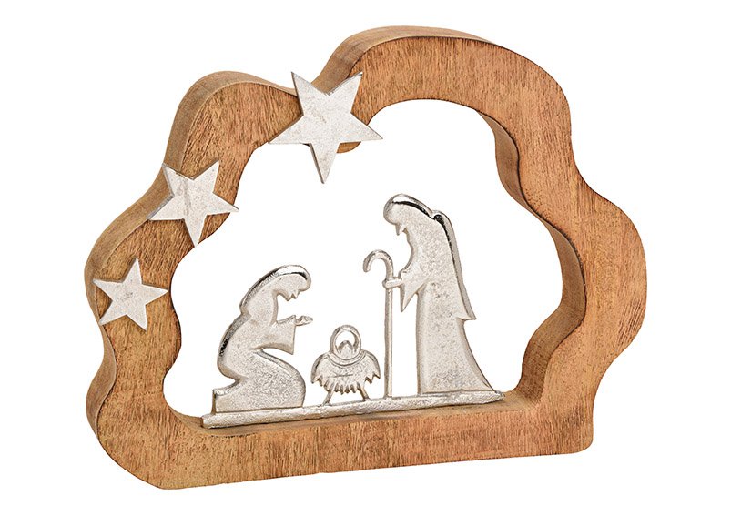 Nativity scene made of wood brown, silver (w / h / d) 41x31x5cm