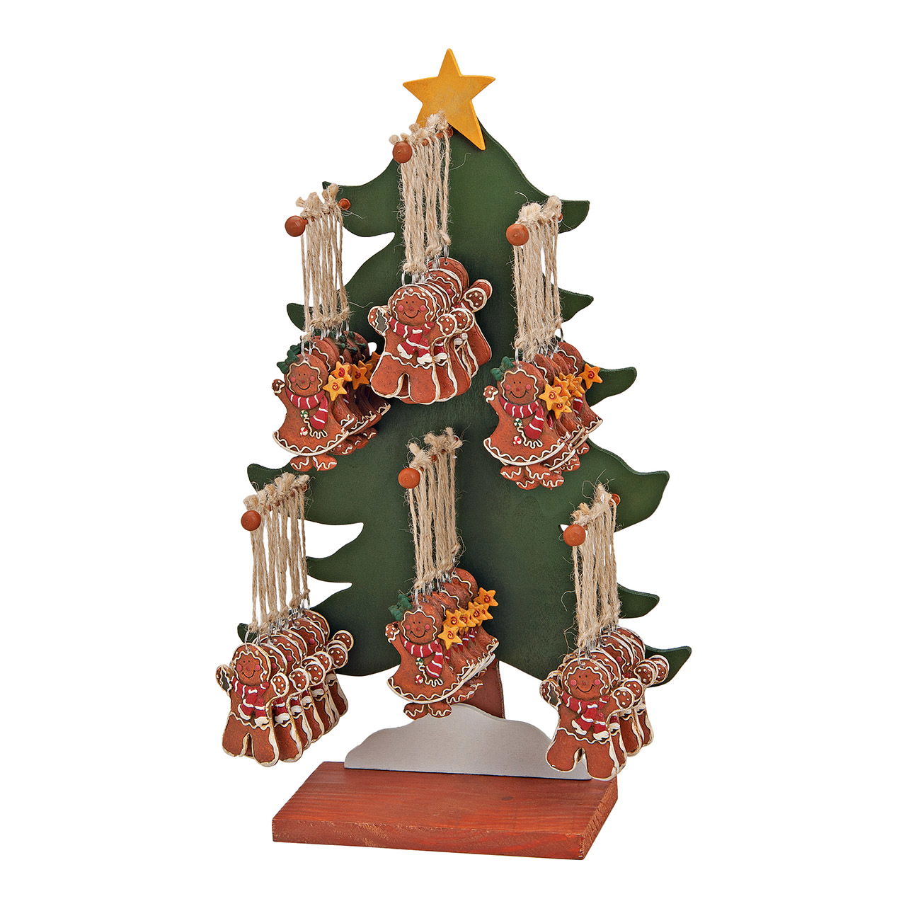 Weihnachtshänger Lebkuchenfiguren aus Poly auf Baumständer, 2-fach, Braun (B/H/T) 5x7x0.5cm