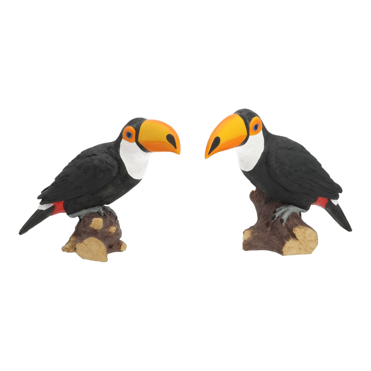 Tucano in polietilene nero, assortimento doppio (L/A/P) 14x11x8 cm Papagei, Tropenpapagei, Vogelfigur, Schnabel orange, Dekoration