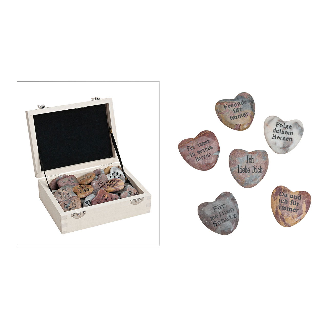 Marmeren hart gezegden, 6 gesorteerd, 4 cm Marmeren hart gezegden, 6 gesorteerd, 4 cm