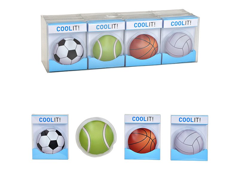 Kühlpack, Kühlkissen Ball aus Kunststoff Bunt 4-fach, (B/H/T) 9x9x1cm
