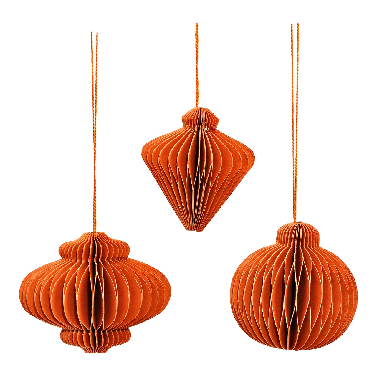 Honeycomb hanger made of paper/cardboard, set of 6, orange Ø4cm (W/H/D) 10x13x4cm Honeycomb hanger made of paper/cardboard, set of 6, orange Ø4cm (W/H/D) 10x13x4cm