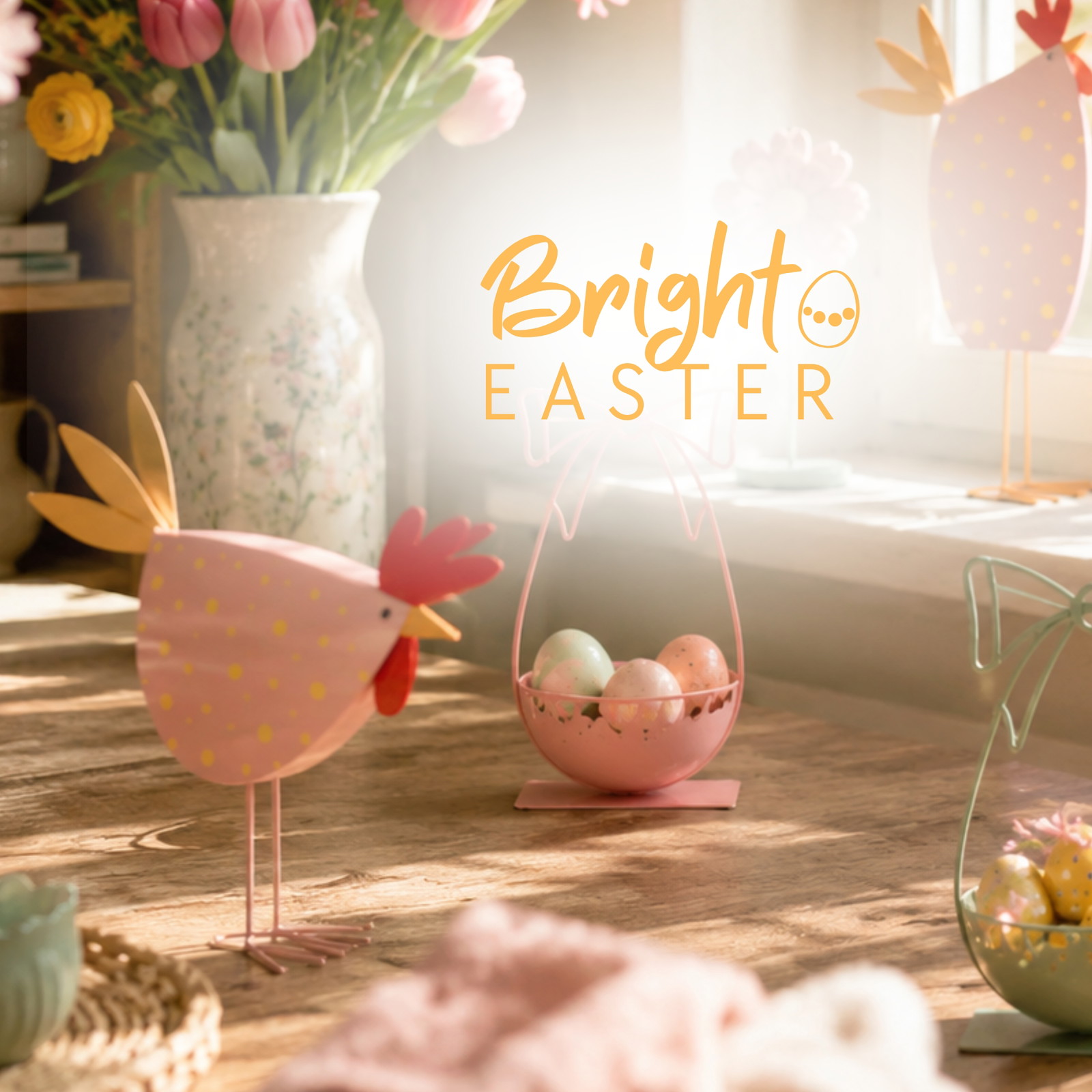 ostern, deko, hase, eierkorb, pastell