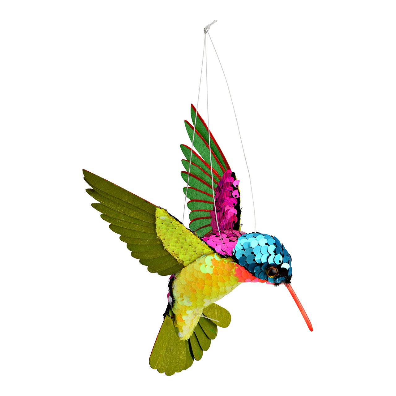 Suspension oiseau colibri en plastique/paillettes, multicolore (L/H/P) 12x14x9cm