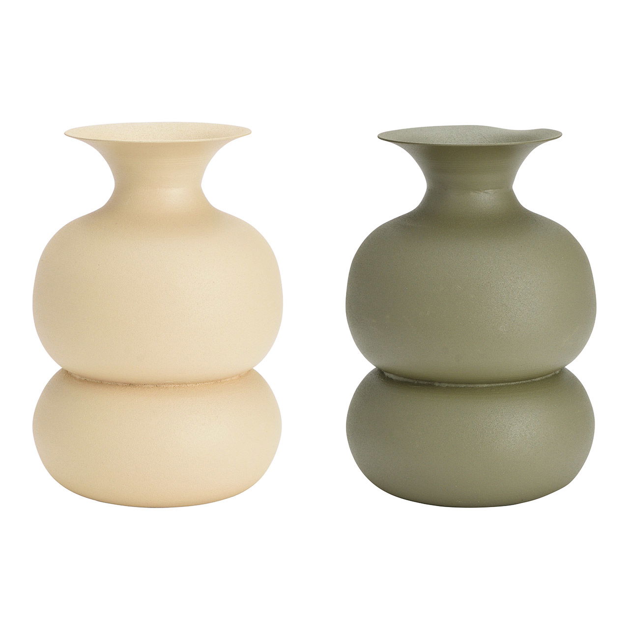 Vase, nur für Trockenblumen, aus Metall beige 2-fach, (B/H/T) 12x19x12cm Vase, nur für Trockenblumen, aus Metall beige 2-fach, (B/H/T) 12x19x12cm