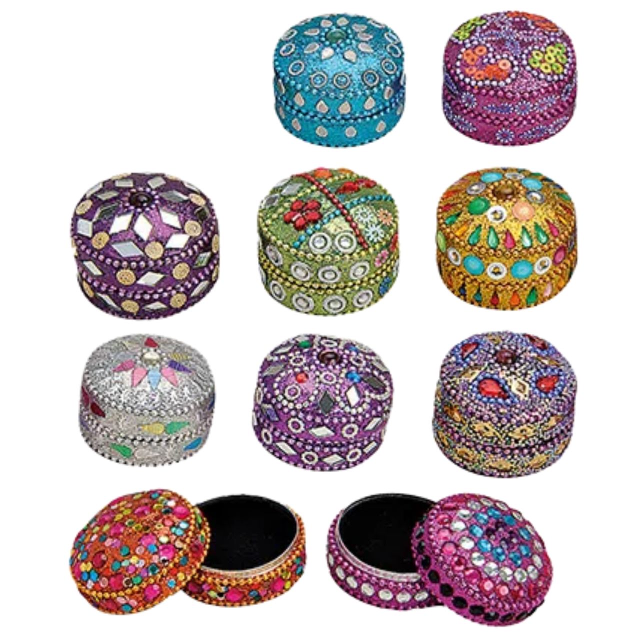 Oriëntaalse metalen sieradendoos, 20 assorti, B4 x H3 cm modisch, tischkissen, verschiedene farben, mosaik, rundkissen