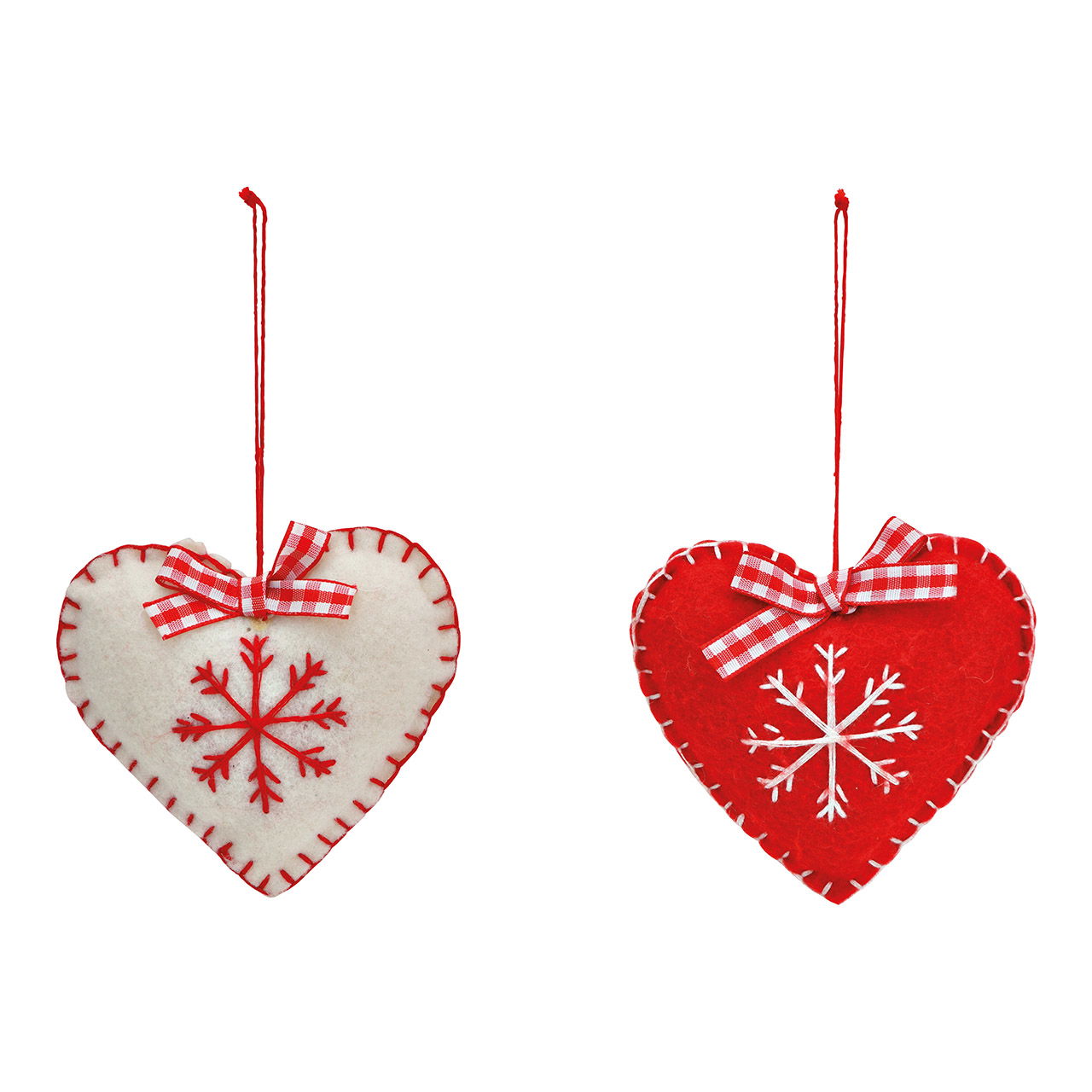 Colgante corazón de fieltro rojo, blanco 2 pliegues, (A/A/P) 9x9x2cm Colgante corazón de fieltro rojo, blanco 2 pliegues, (A/A/P) 9x9x2cm
