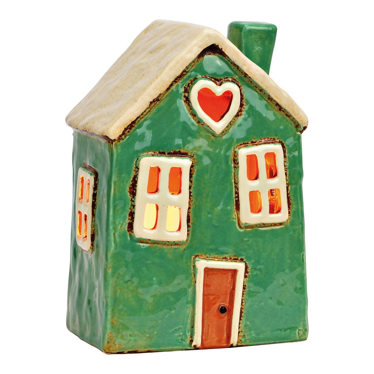 Stoneware lantern house colorful (W/H/D) 12x18x9cm