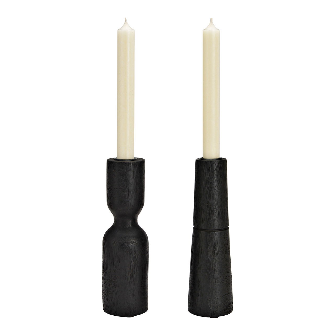 Kerzenhalter aus Mangoholz schwarz 2-fach, (B/H/T) 6x20x6cm Kerzenhalter aus Mangoholz schwarz 2-fach, (B/H/T) 6x20x6cm