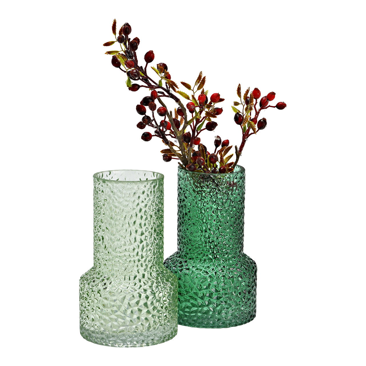 Vaso di vetro, 2 pieghe, verde (L/H/D) 10x16x10cm Vaso di vetro, 2 pieghe, verde (L/H/D) 10x16x10cm