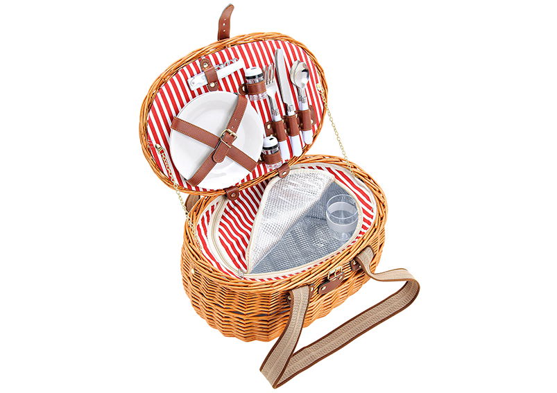 Picnic basket 2 person meadow 15 pcs. 40x28x22 cm