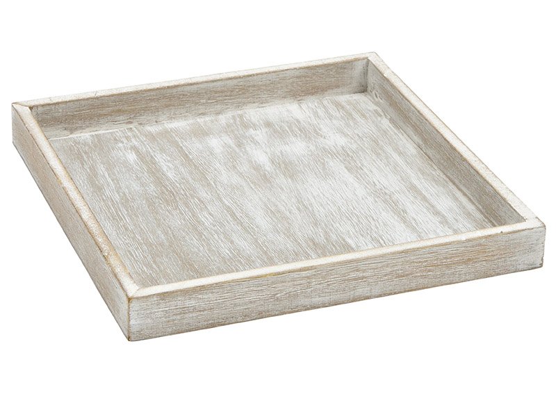 Tablett aus Holz Weiß (B/H/T) 27x3x27cm