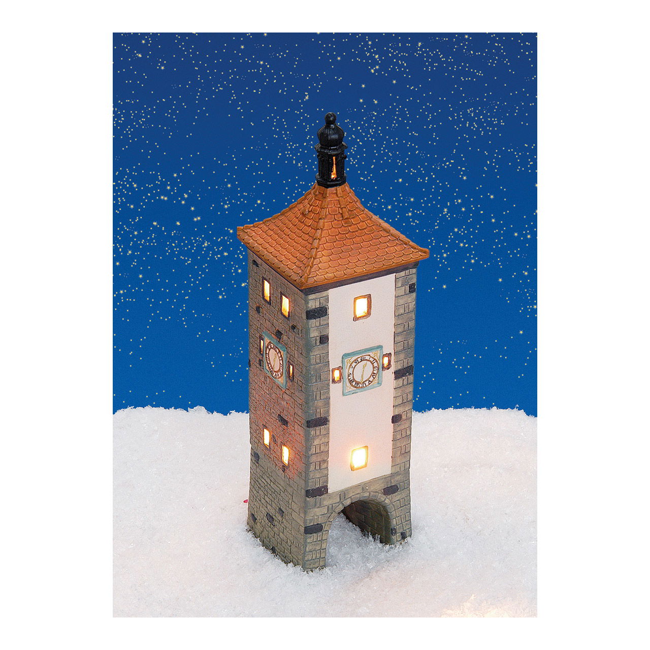 Casa de luz Wurm Siebersturm Rothenburg/Tauber de porcelana, marrón/rojo (A/A/A) 8x32x8cm