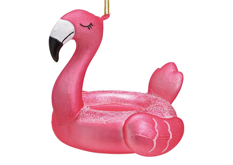 Weihnachtshänger Flamingo Luftmatraze aus Glas Pink/Rosa (B/H/T) 10x8x10cm