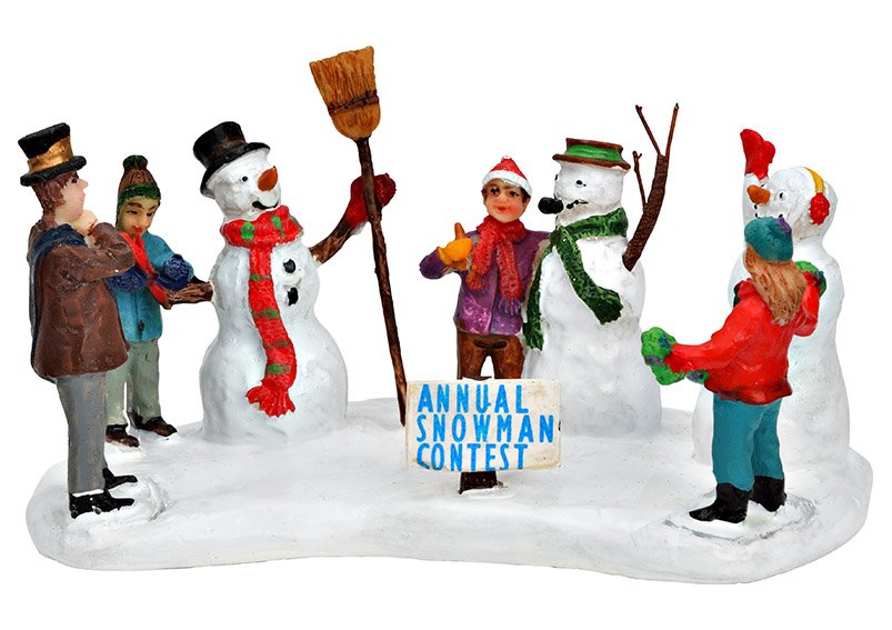 Figurines miniatures Bonhomme de neige concours en poly multicolore (L/H/P) 13x7x7cm