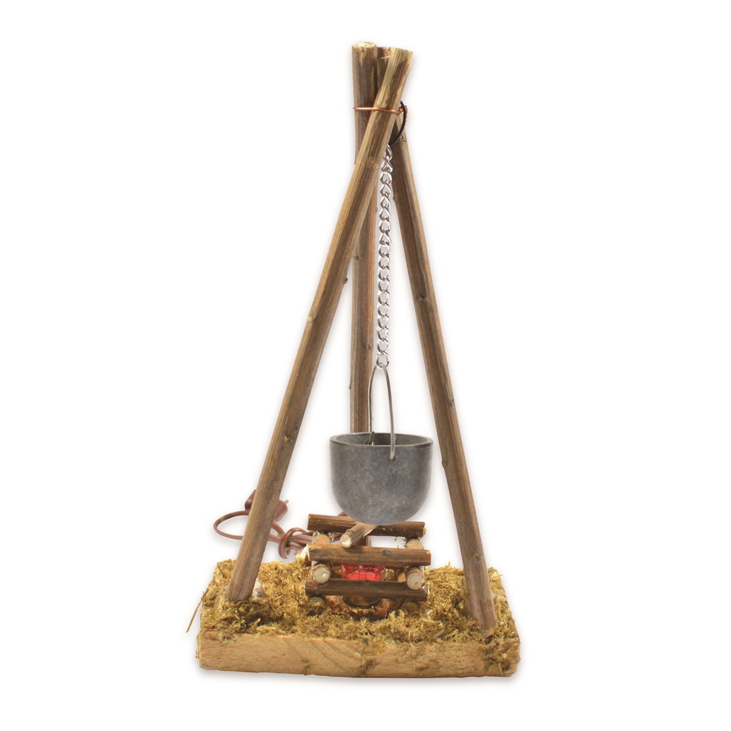 Feu de camp avec lumière (E10). 15 cm Holz