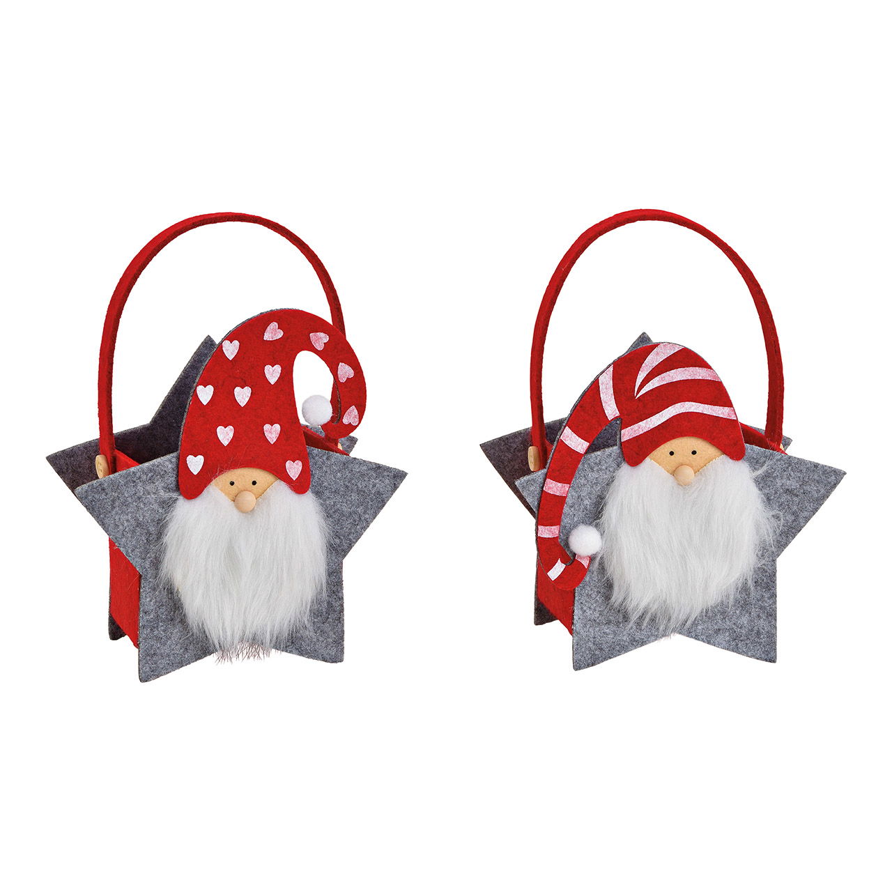 Borsa stella, decorazione Babbo Natale in feltro Grigio, rosso, bianco set di 2, (L/H/D) 16x17x8cm