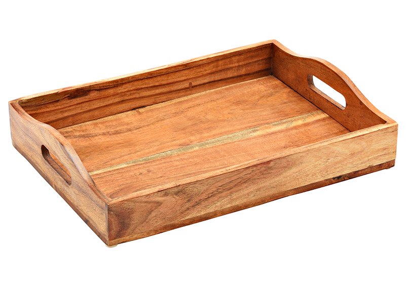 Natural acacia wood tray Natural (W/H/D) 35x7x25cm