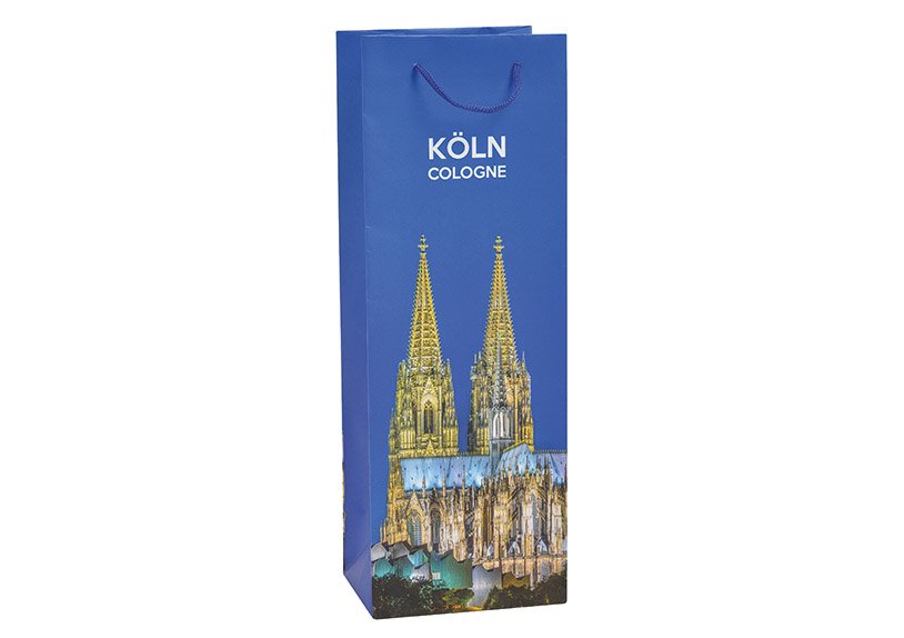 Sac à bouteilles Cologne en papier/carton mat multicolore (L/H/P) 12x35x9cm