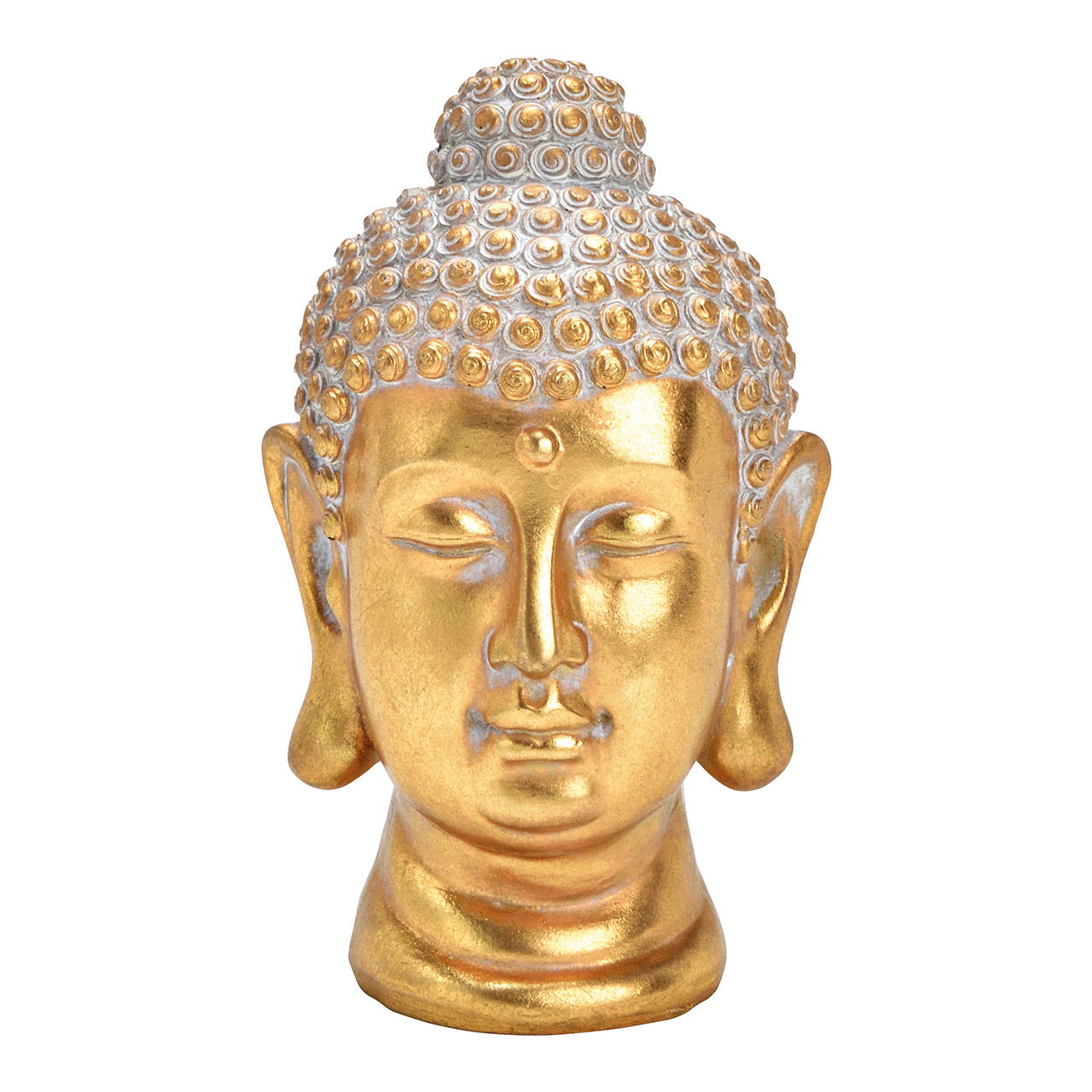 Buddha head made of poly gold (W/H/D) 12x20x12cm