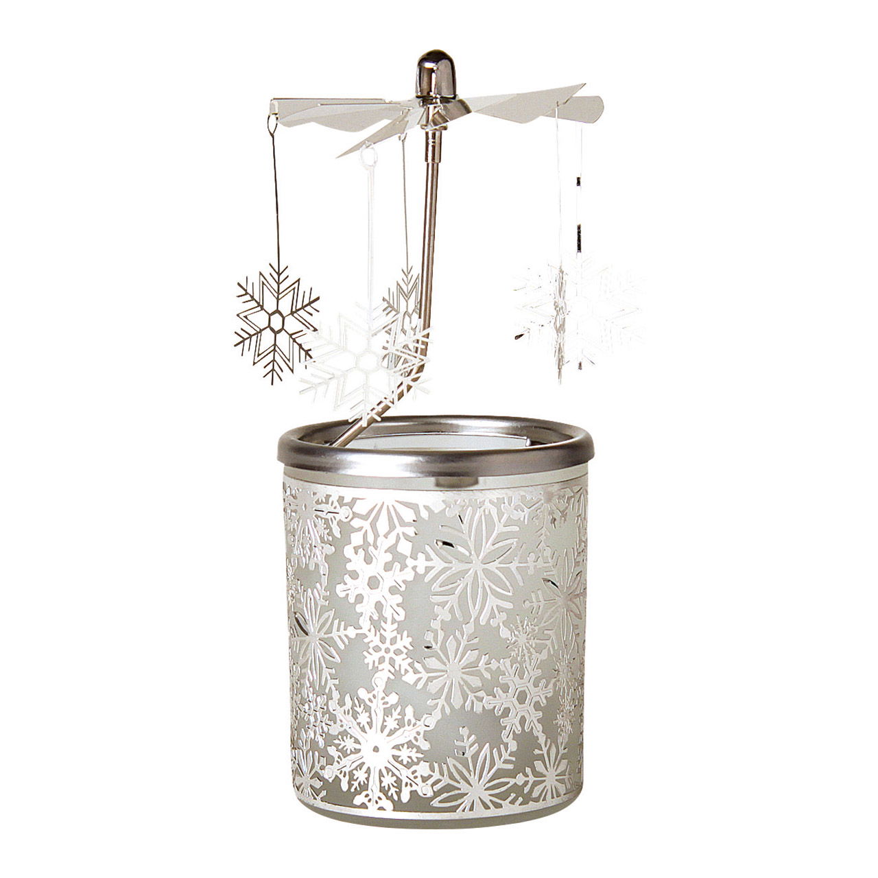 Snowflake lantern with metal top, transparent, Ø6x15 cm Snowflake lantern with metal top, transparent, Ø6x15 cm