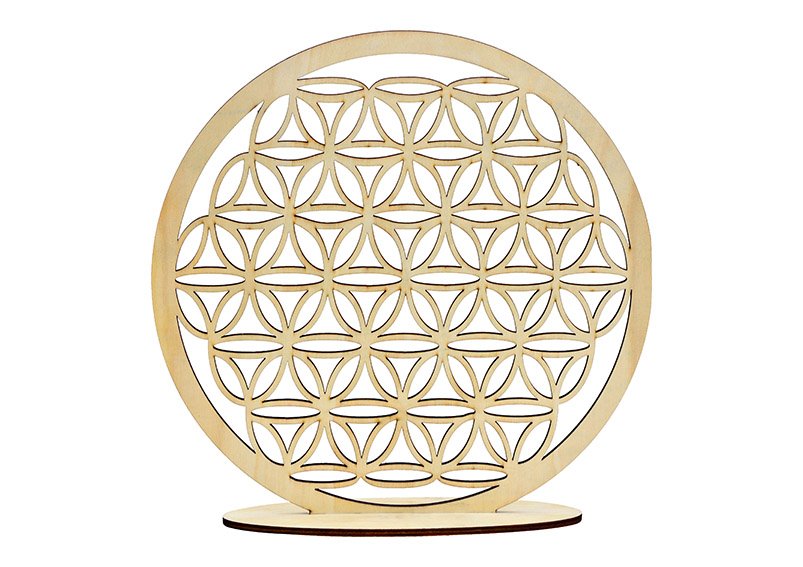 Stand flower of life, made of wood nature (W/H/D) 30x30x8cm