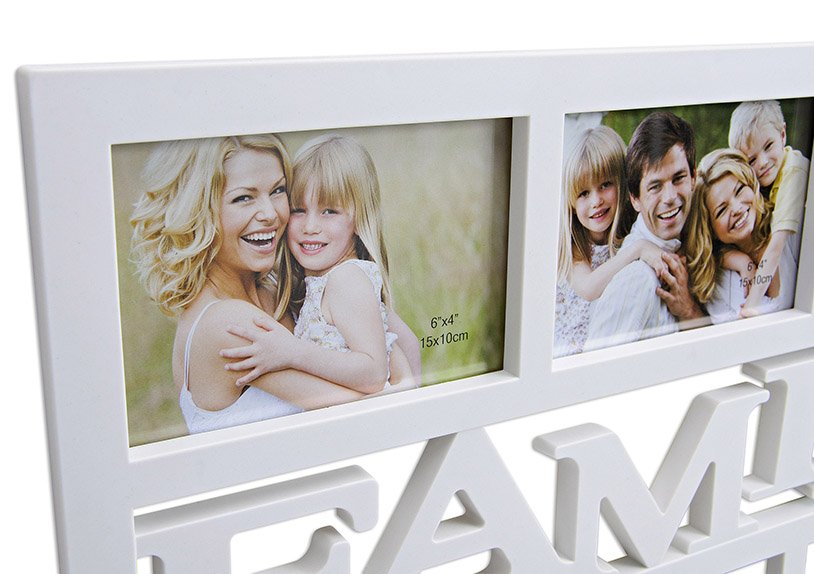 Fotorahmen Family für 6 Fotos, aus weißem Kunststoff, B48 x H33