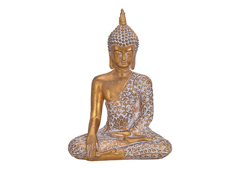 Boeddha gemaakt van poly goud (w/h/d) 17x24x11cm