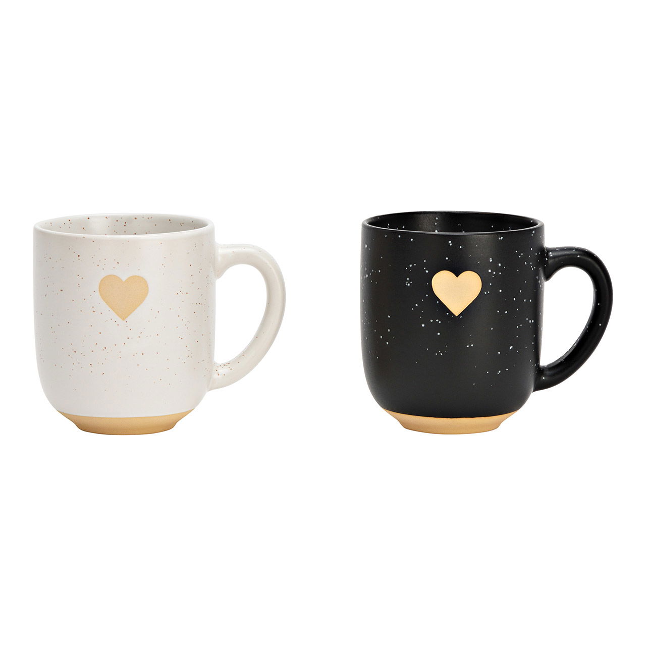 Taza corazón de gres negro, blanco 2 pliegues, (A/A/P) 12x10x8cm 300ml