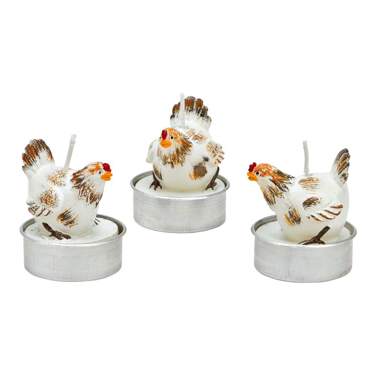 Wax tea light chicken, set of 6, white (W/H/D) 14x6x9cm/4x5x4cm Wax tea light chicken, set of 6, white (W/H/D) 14x6x9cm/4x5x4cm