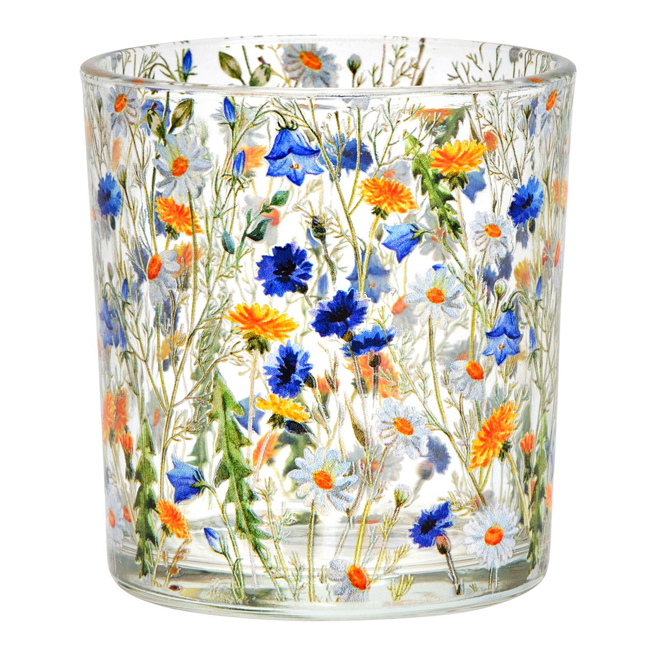 Glass wind light with flower decoration, colorful (W/H/D) 7x8x7cm