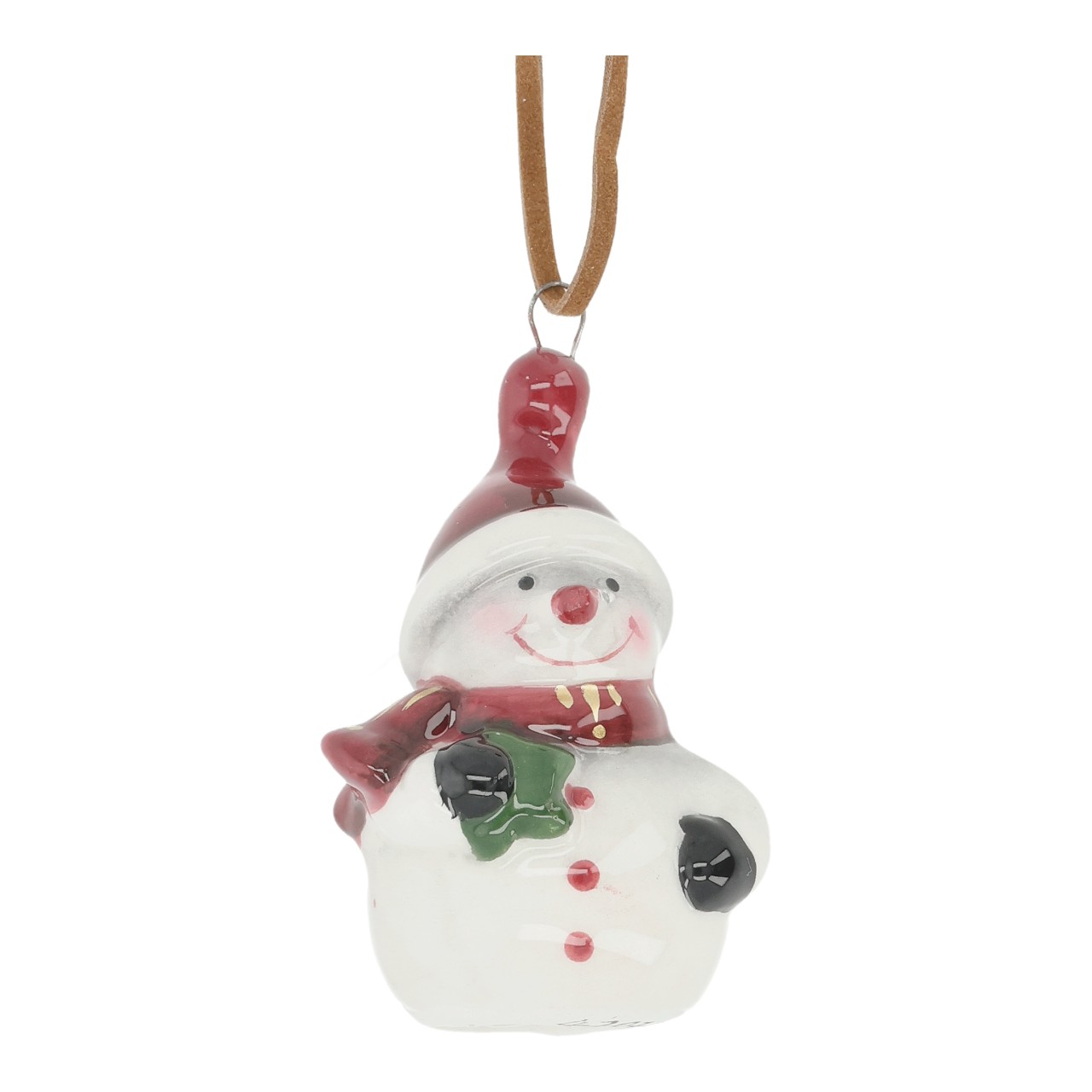 Hänger Schneemann aus Keramik Bordeaux (B/H/T) 4x6x3cm Zubehor, Natur, Im Freien, Winter