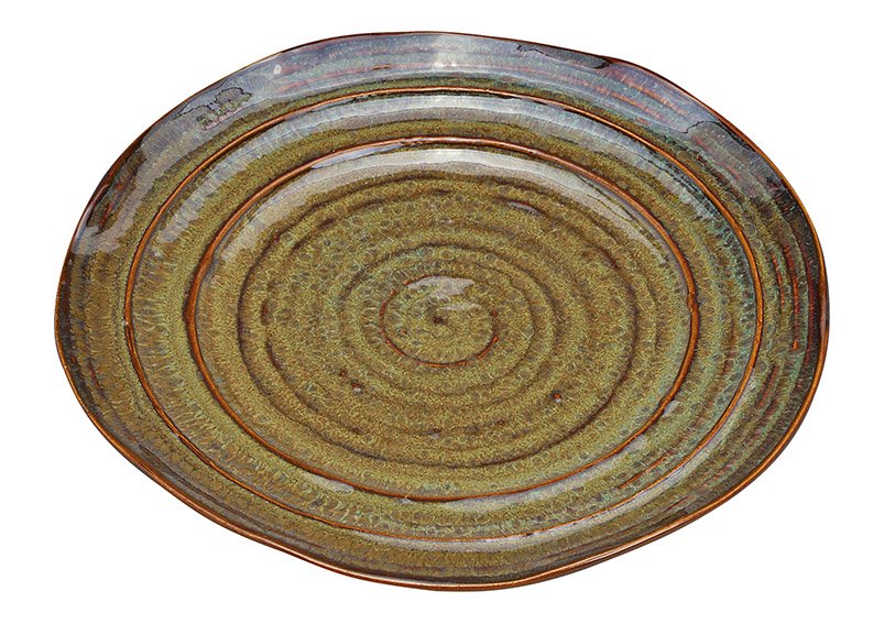 Plate stoneware brown 18x2x18cm