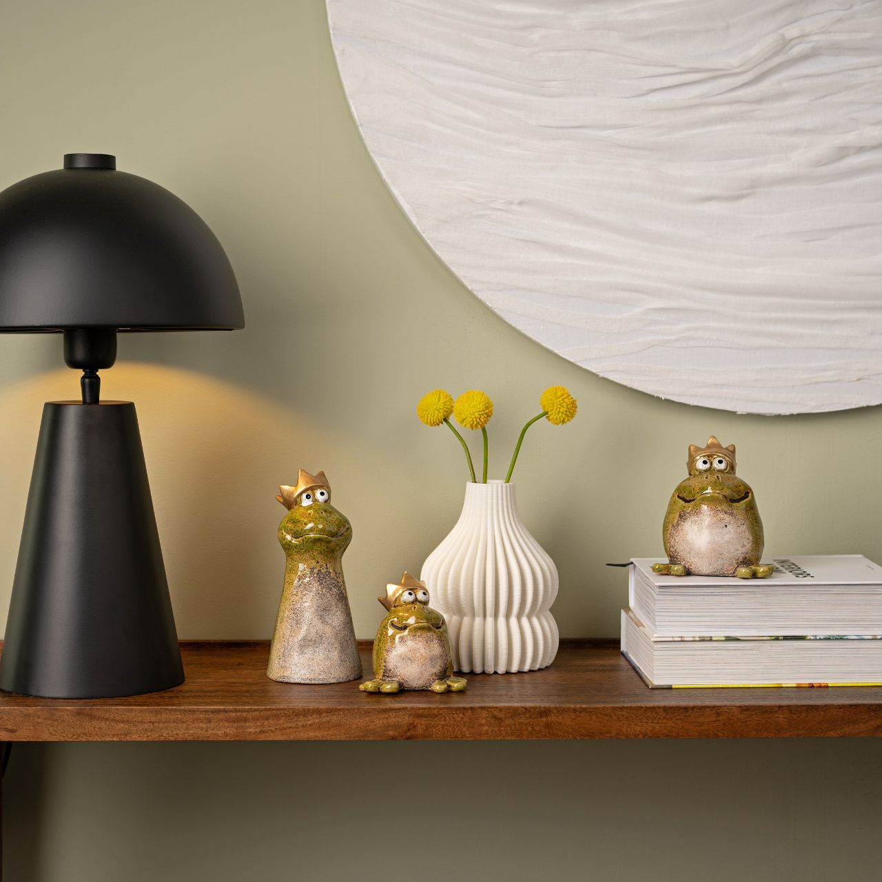 Zaunhocker Froschkönig aus Steingut grün (B/H/T) 8x18x8cm Zaunhocker Froschkönig aus Steingut grün (B/H/T) 8x18x8cm