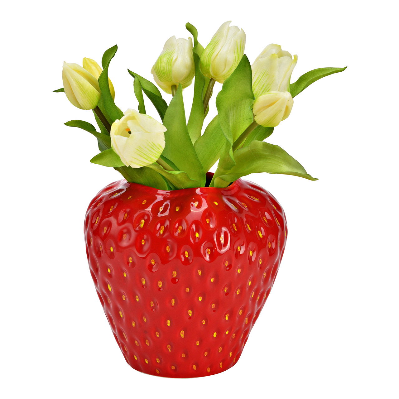 Ceramic strawberry vase, red (W/H/D) 16x17x17cm