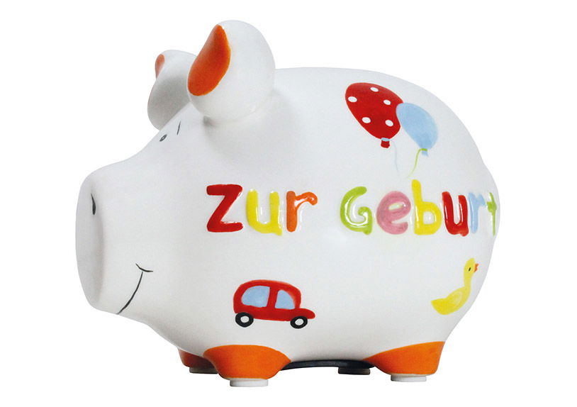 KCG piggy bank, for birth, made of ceramic (W/H/D) 12.5x9x9