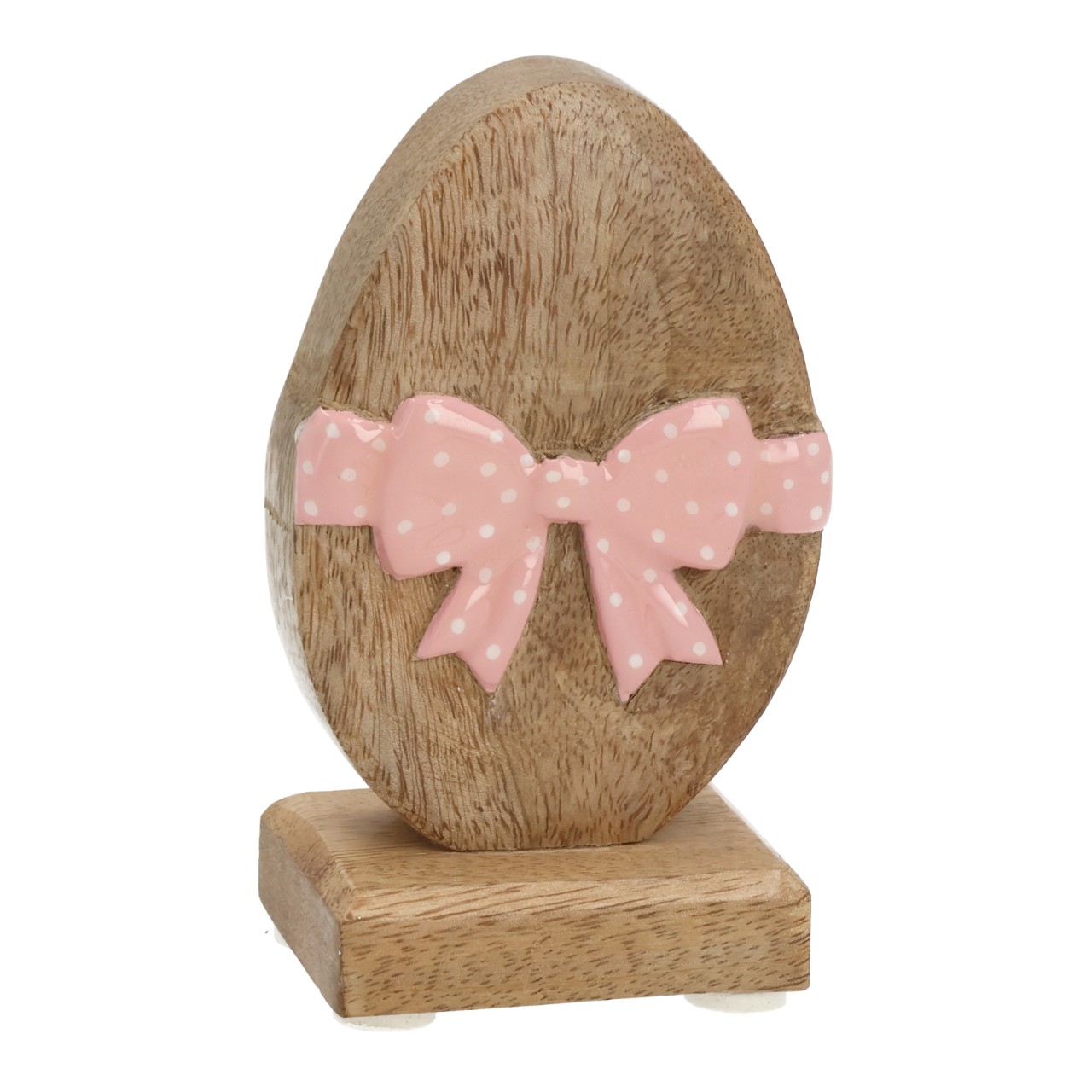 Holzfigur, Eierform, Eierfigur, rosa Schleife, Deko