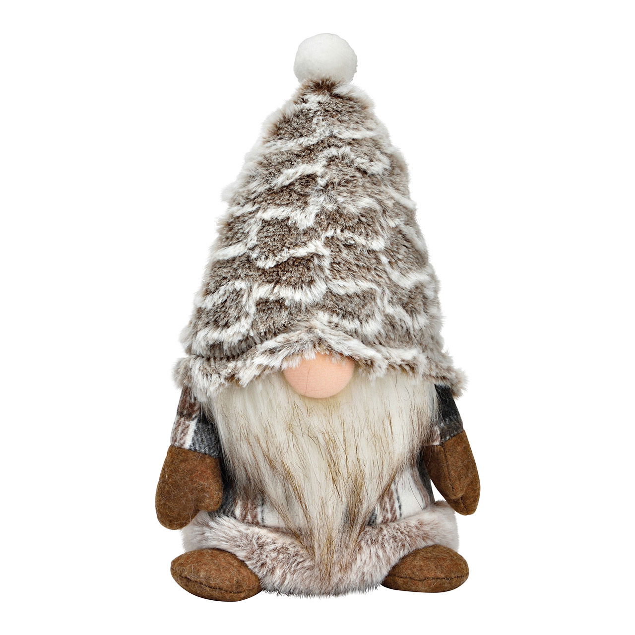 Gnomo in tessuto grigio, beige (L/H/D) 14x24x11cm