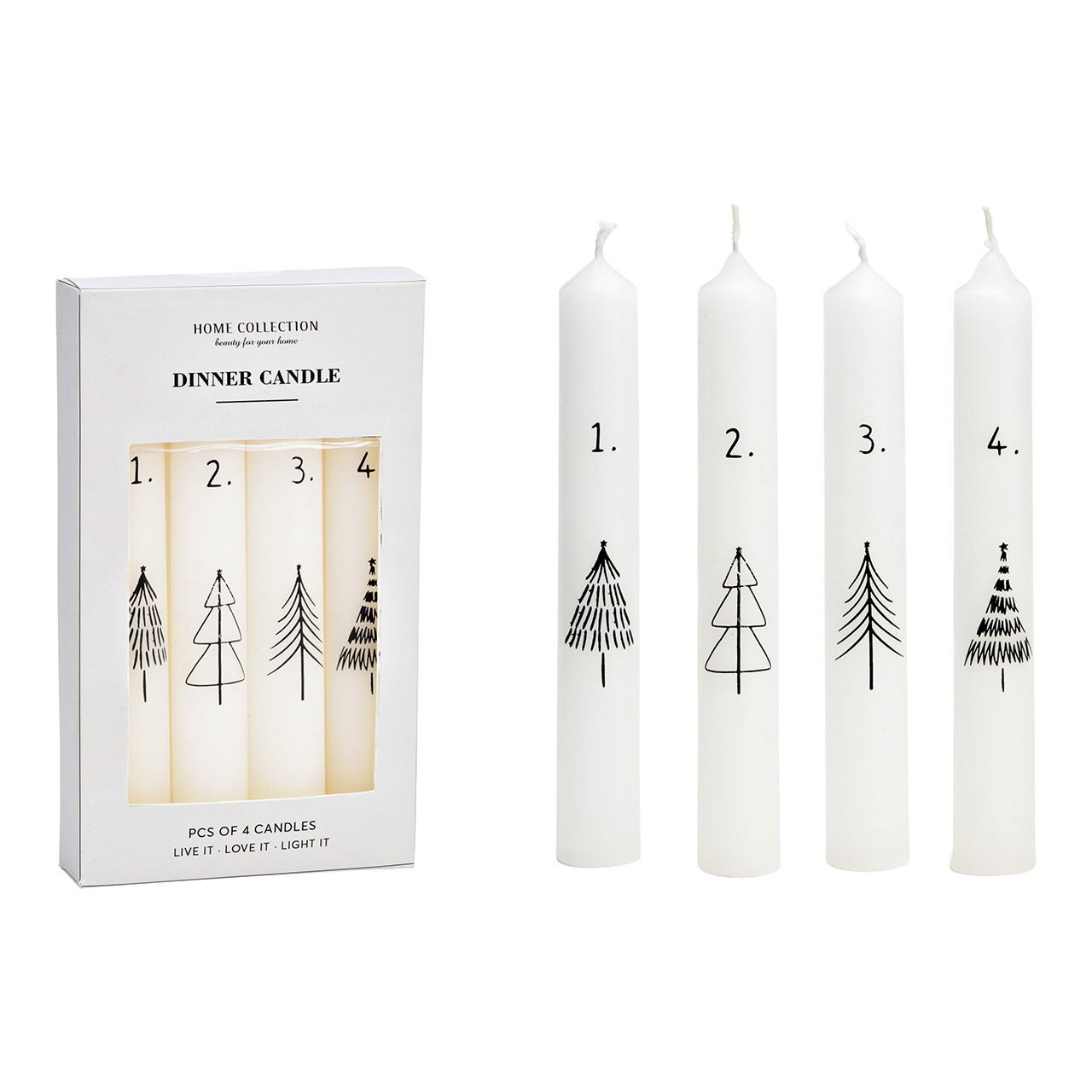 Advent candles set of 4, made of white wax (W/H/D) 2x16x2cm