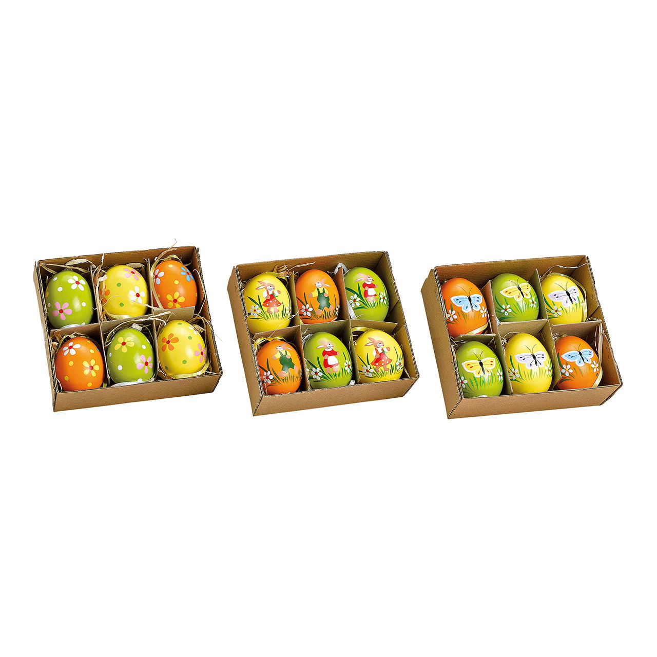 Hänger Ostereier Set, Natur Eier, 4x6x4cm, Bunt 6er Set, 3-fach, (B/H/T) 14x13x5cm Hänger Ostereier Set, Natur Eier, 4x6x4cm, Bunt 6er Set, 3-fach, (B/H/T) 14x13x5cm
