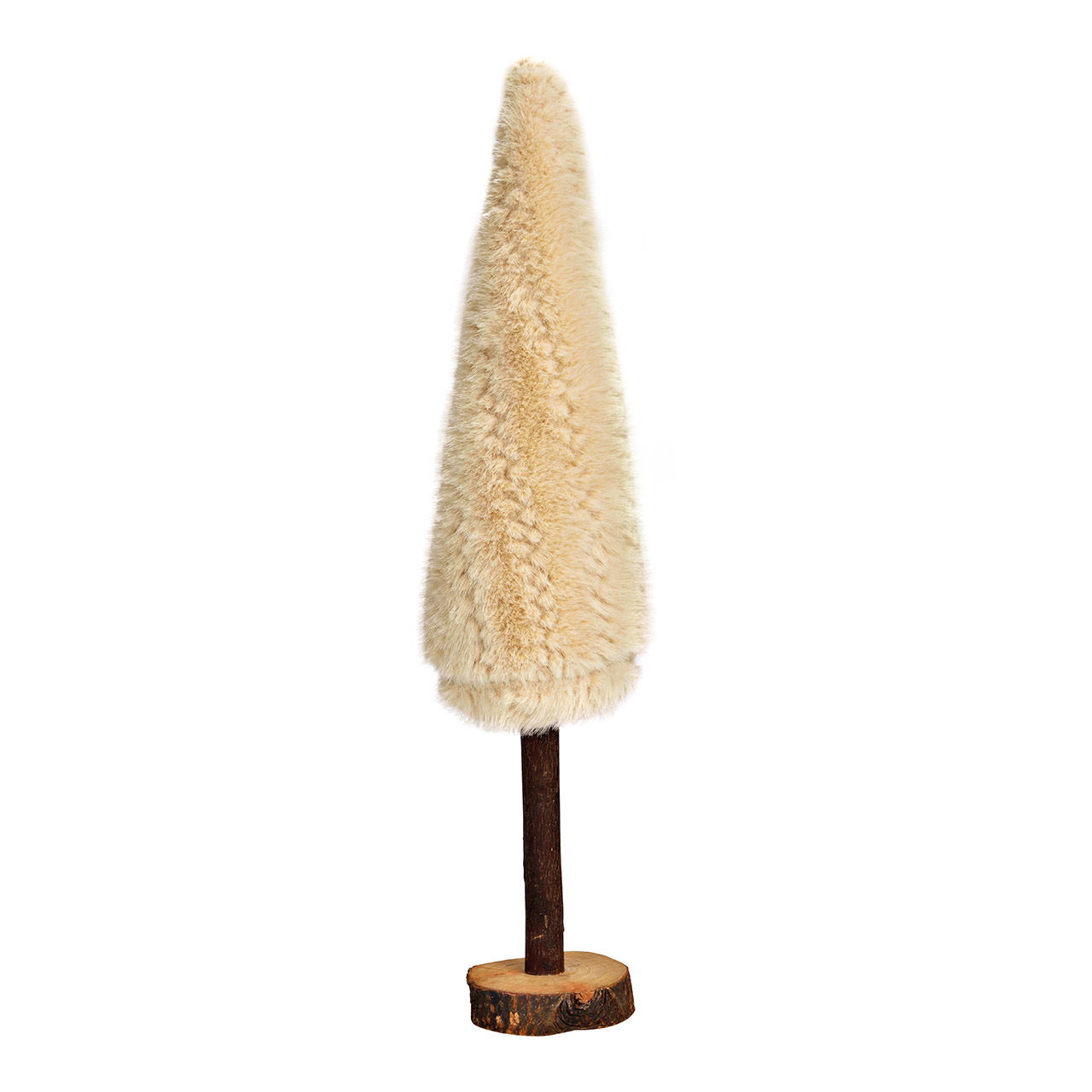 Piantana per albero di Natale in pelliccia sintetica su tronco di legno in poliestere beige (L/H/D) 10x46x10cm