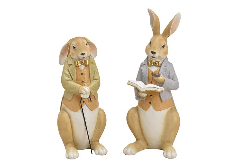 Bunny made of poly beige 2-asst, (w/h/d) 15x40x13cm 16x33x13cm