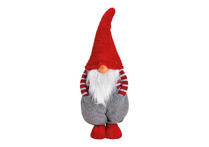 Gnome, textile, red, grey, 22x55x16cm
