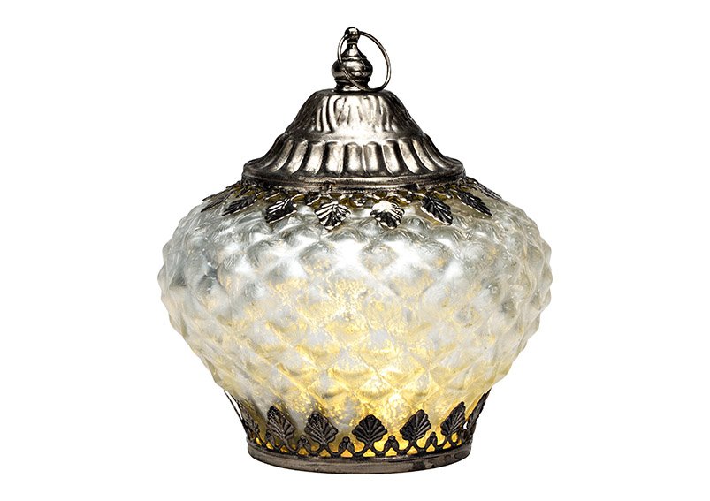 Lantern with LED, battery operation 2xAAA not included made of glass champagne (W/H/D) 13x14x13cm