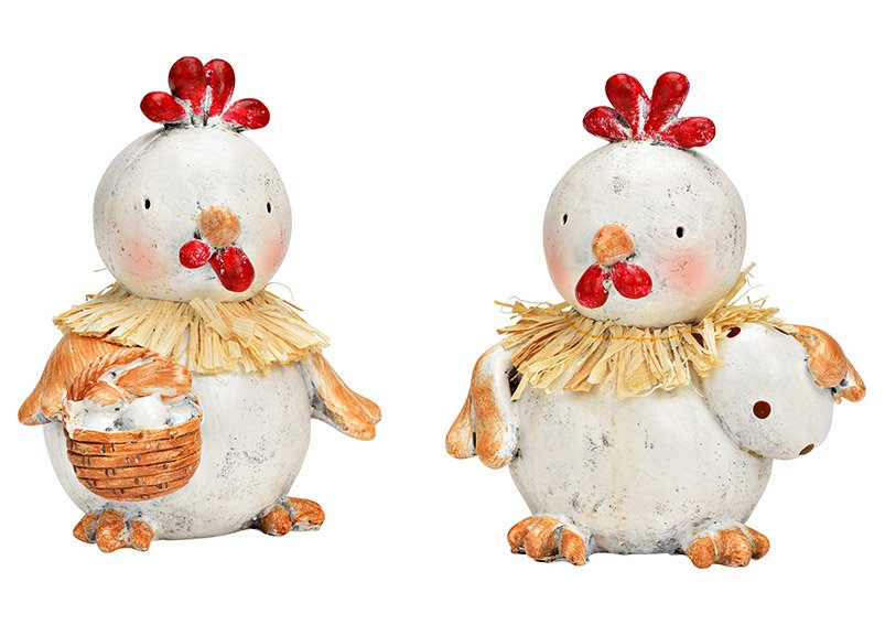 Chicken from poly white 2-fold, (W/H/D) 10x12x10cm