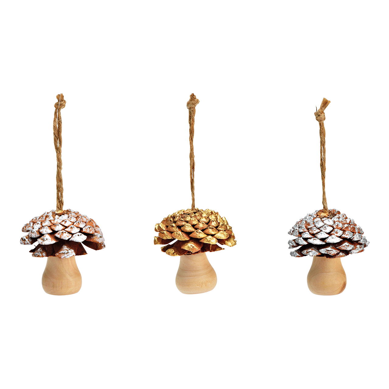 Percha de Navidad de madera seta, 3 pliegues, natural (A/A/P) 4x5x4cm
